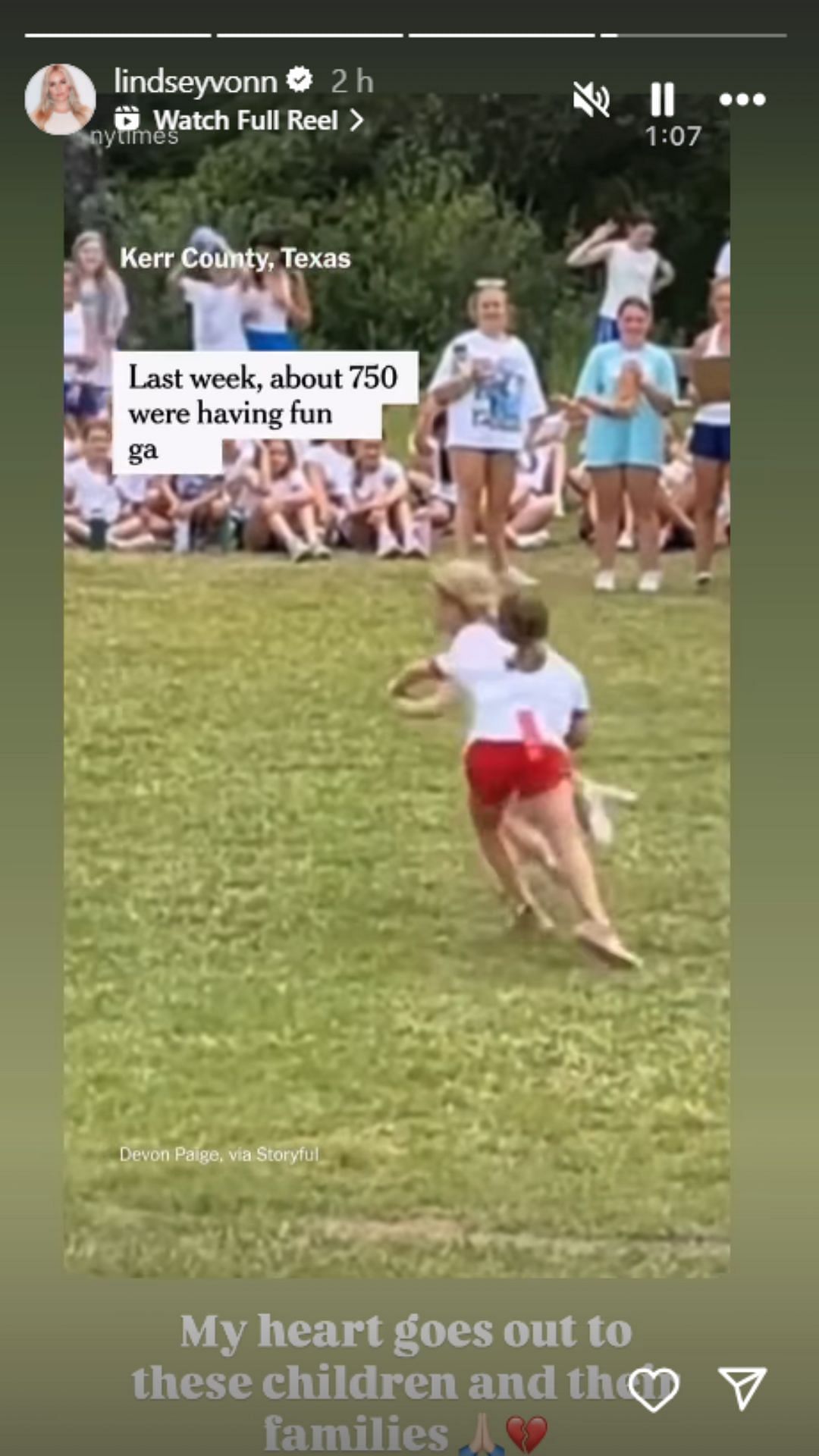 Screenshot of story (IG/@lindseyvonn)